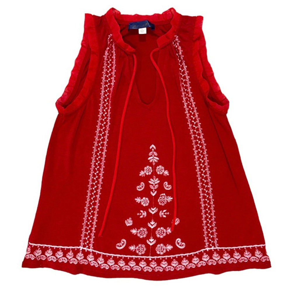 Francesca’s Embroidered Red Halter Top